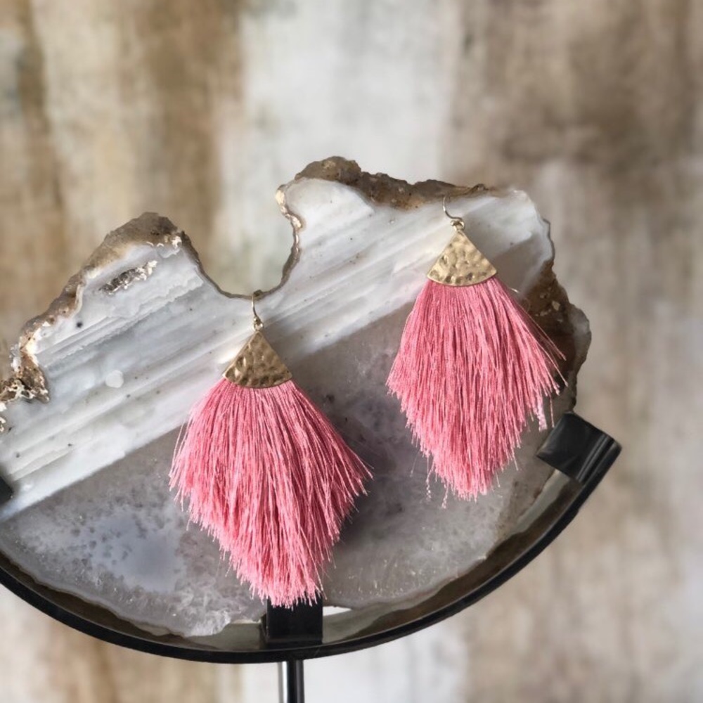 ••3 for $35•• Pink Tassel Boho Dangle Earrings